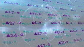 Animation of financial data processing over globe. Global finance, business, connections, computing and data processing concept digitally generated video. - Powered by Shutterstock - Get 15% off with code: PIKWIZARD15