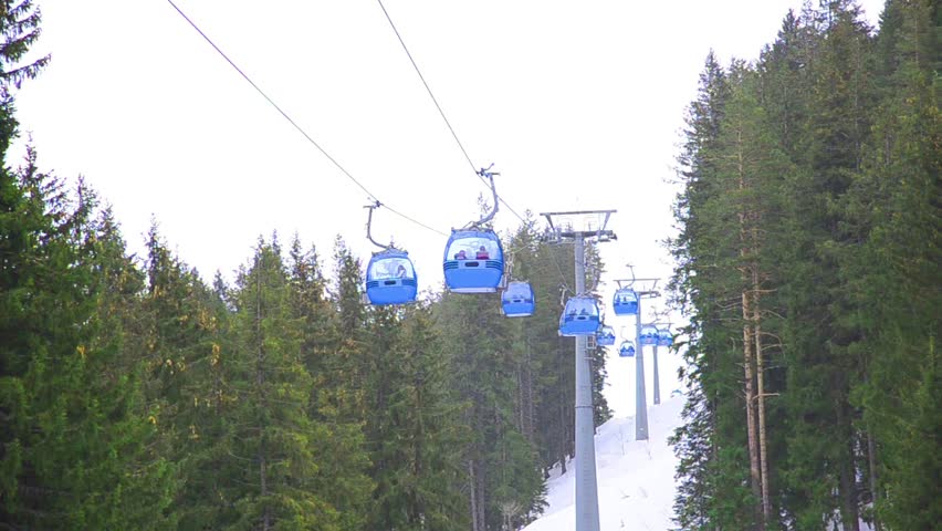 ski lift cabin Bansko ski center, blue elevator - Bulgaria