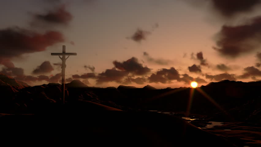 Jesus on Cross, timelapse sunset
