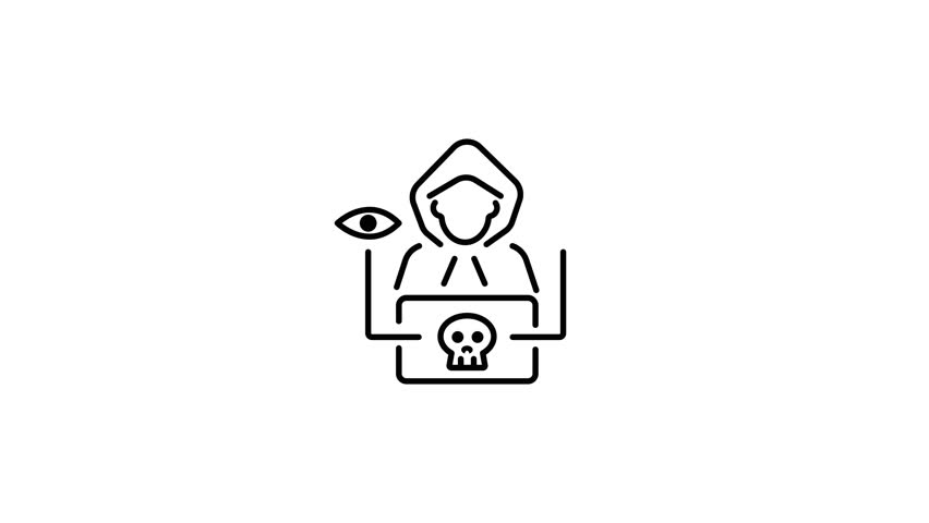 A line animated icon of cyber extortion