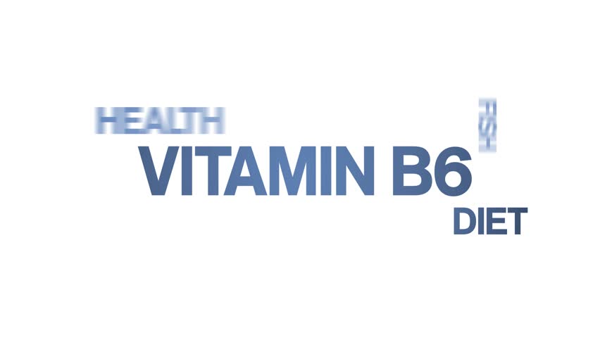 Vitamin B6 animated word cloud,text design animation tag kinetic typography seamless loop. 