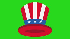 American hat motif vector animation on green screen, Illustration Uncle Sam's Hat for American Holidays, on green Background - Vector - Powered by Shutterstock - Get 15% off with code: PIKWIZARD15
