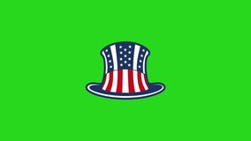 American hat motif vector animation on green screen, Illustration Uncle Sam's Hat for American Holidays, on green Background - Vector - Powered by Shutterstock - Get 15% off with code: PIKWIZARD15
