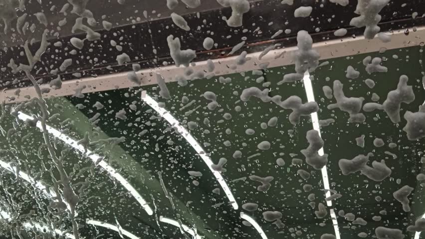 Foam dripping down the car window