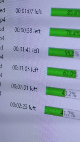 Speed progress bar icon on LCD screen. Download data to server from PC. Technology concept