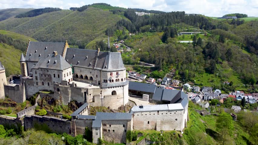 An aerial view of the Vianden Castle in Luxembourg