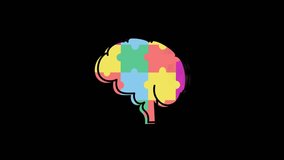 Autism awareness colorful puzzle brain logo, World Autism Day puzzle brain, Autism spectrum brain logo with puzzle pieces, Colorful brain puzzle pieces for autism - Powered by Shutterstock - Get 15% off with code: PIKWIZARD15