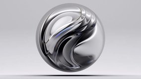 3d render of abstract art video with surreal 3d organic ball in curve wavy smooth and soft bio forms in matte aluminium metal material with glass parts, with dispersion effect on grey background - Powered by Shutterstock - Get 15% off with code: PIKWIZARD15