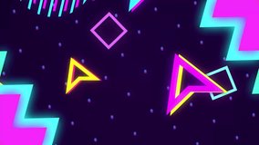 Retro style 90's design memphis vintage background. Geometrical shapes. Bright glowing neon lights. Party concept - Powered by Shutterstock - Get 15% off with code: PIKWIZARD15