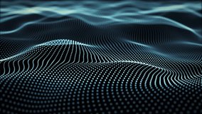 Dark digital background with field of smooth waves and soft gradient light with glow effect. Waveform animation for cyber space visualization, computer technology and data flow illustration. 4K 60 fps - Powered by Shutterstock - Get 15% off with code: PIKWIZARD15