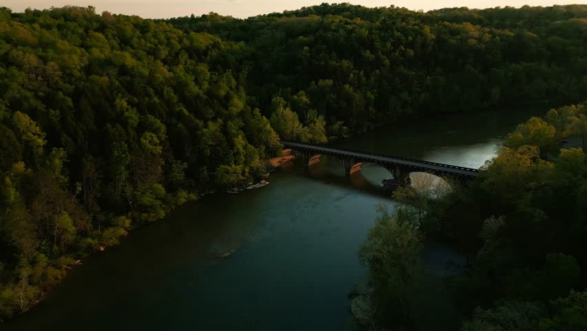 Beautiful Drone Aerial of Cumberland Falls, Little Niagara, Niagara of the South, Kentucky