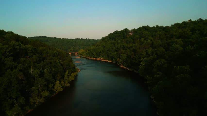 Beautiful Drone Aerial of Cumberland Falls, Little Niagara, Niagara of the South, Kentucky
