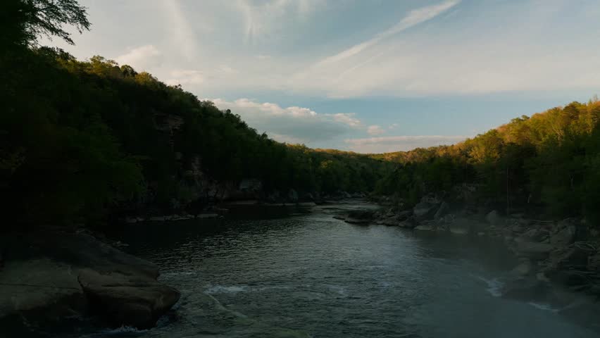 Beautiful Drone Aerial of Cumberland Falls, Little Niagara, Niagara of the South, Kentucky