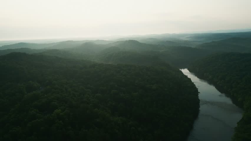 Beautiful Drone Aerial of Cumberland Falls, Little Niagara, Niagara of the South, Kentucky