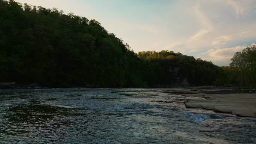 Beautiful Drone Aerial of Cumberland Falls, Little Niagara, Niagara of the South, Kentucky