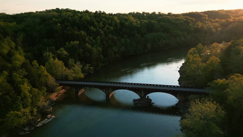 Beautiful Drone Aerial of Cumberland Falls, Little Niagara, Niagara of the South, Kentucky
