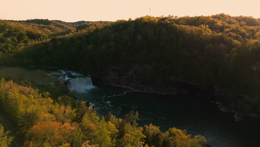 Beautiful Drone Aerial of Cumberland Falls, Little Niagara, Niagara of the South, Kentucky