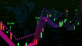 Animation of financial data processing over dark background. Global finance, business, connections, computing and data processing concept digitally generated video. - Powered by Shutterstock - Get 15% off with code: PIKWIZARD15