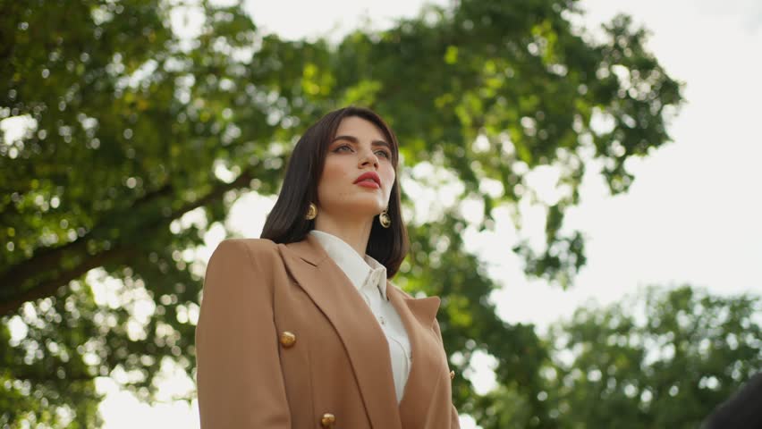 Woman in quiet quiet park. Concept of spiritual rest.