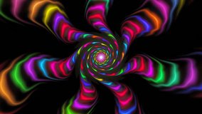 Neon colored curve short lines trembling, forming bright beams converging to heliciform, convoluted centre on dark. Fluorescent fractal background with radial whirl and rotation. 4K UHD 4096x2304 - Powered by Shutterstock - Get 15% off with code: PIKWIZARD15