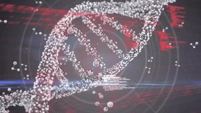 Animation of data processing over dna strand. Technology, science and digital interface concept digitally generated video. - Powered by Shutterstock - Get 15% off with code: PIKWIZARD15