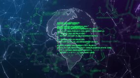 Animation of data processing over chemical formula and globe. Business, technology and digital interface concept digitally generated video. - Powered by Shutterstock - Get 15% off with code: PIKWIZARD15