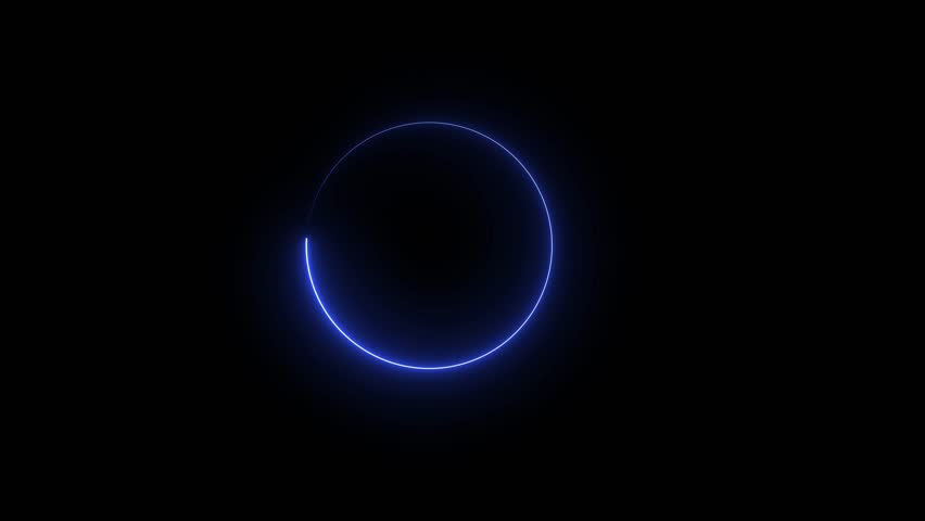 circle loading ber neon bright frame blue color animation on black background.