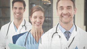 Animation of data processing over diverse doctors in hospital. Global medicine, healthcare, computing and digital interface concept digitally generated video. - Powered by Shutterstock - Get 15% off with code: PIKWIZARD15