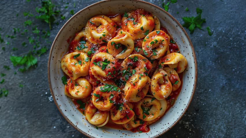 Delicious Tortellini Pasta with Tomato Sauce and Fresh Parsley