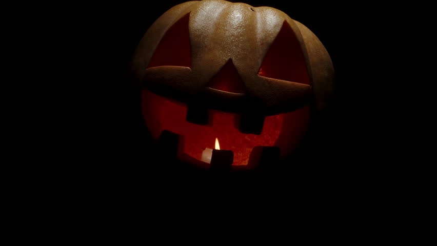 The Candle is Blown Out Inside the Jack-O'-Lantern, the Camera Approaches the Pumpkin and Enters Through the Sinister Smile. Halloween End Concept.