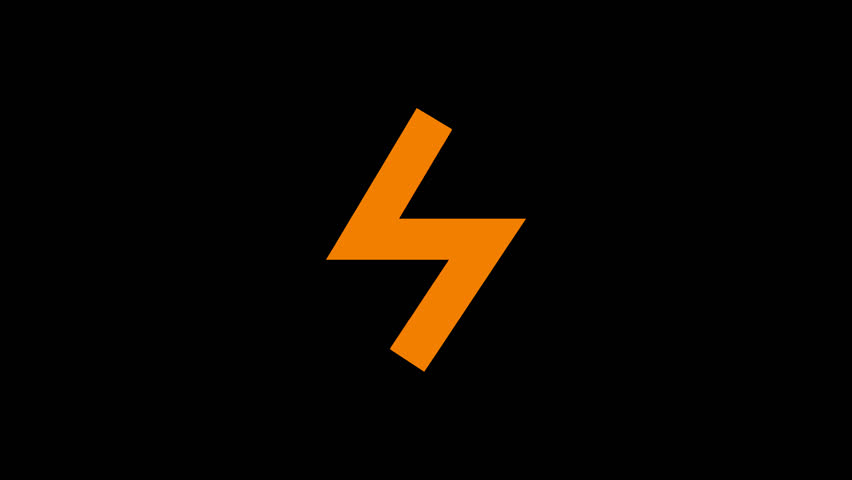Rune Sowilo animation on transparent background. Lightning icon with Alpha channel. Fantasy magic power symbol. Animated mystery symbol. 2d cartoony animation. Animated cartoon. Film grain