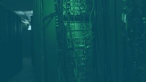Animation of financial data processing over server room. Global business, finances, computing and digital interface concept digitally generated video. - Powered by Shutterstock - Get 15% off with code: PIKWIZARD15