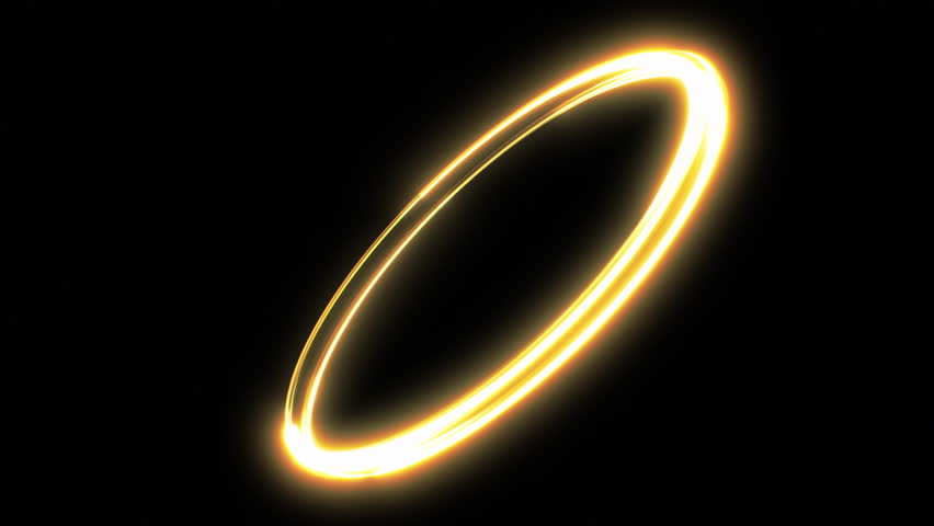 Golden Light Trails Forming Circle for Text and Logo Seamless. Gold Strokes Flying Around Ring on Black Background Loopable 3d Animation. Glowing Fire Streaks Moving Fast 4k UHD 3840x2160.