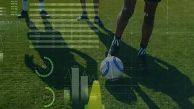 Animation of data processing over diverse soccer players exercising at stadium. Sport, technology and digital interface concept digitally generated video. - Powered by Shutterstock - Get 15% off with code: PIKWIZARD15