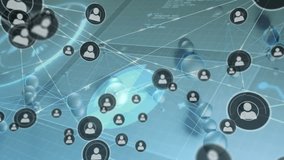 Animation of network of connections over data processing and scopes scanning. Business, technology and digital interface concept digitally generated video. - Powered by Shutterstock - Get 15% off with code: PIKWIZARD15