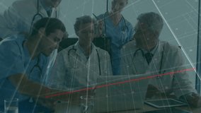 Animation of statistics and data processing over diverse doctors. Global medicine, connections, computing and data processing concept digitally generated video. - Powered by Shutterstock - Get 15% off with code: PIKWIZARD15