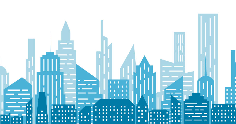 animation downtown city with sky scraper bulding