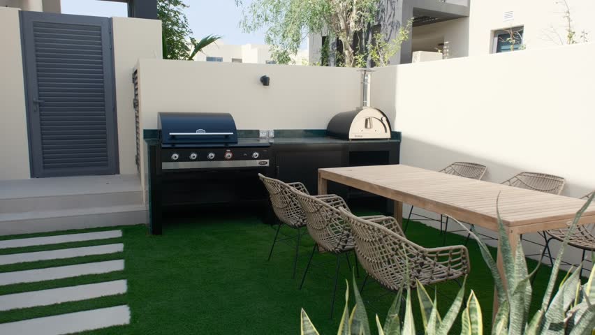 Barbecue in the backyard of a wealthy private villa in Dubai