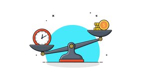 4k Time and Money on Balance Scale. Time Is Money Concept Animation Video - Powered by Shutterstock - Get 15% off with code: PIKWIZARD15