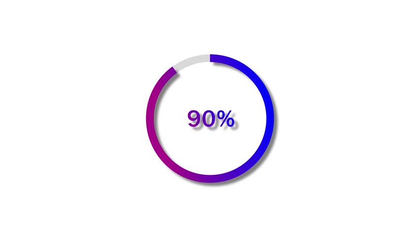 90 percent circle loading icon diagrams modern design concept animation.
