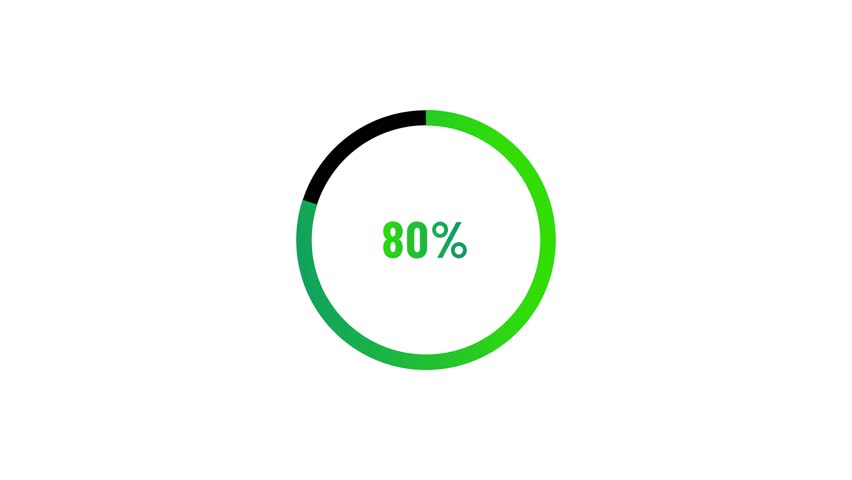 80 percent circle loading icon diagrams modern design concept animation.