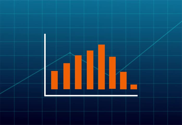 Growing financial business growth graph symbol with business bar chart direction.