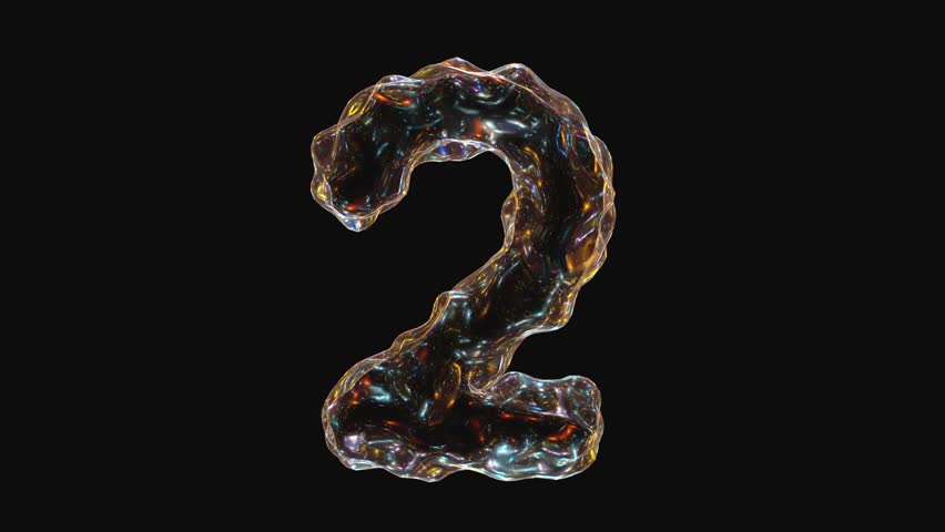 Number 2 animation isolated on black background