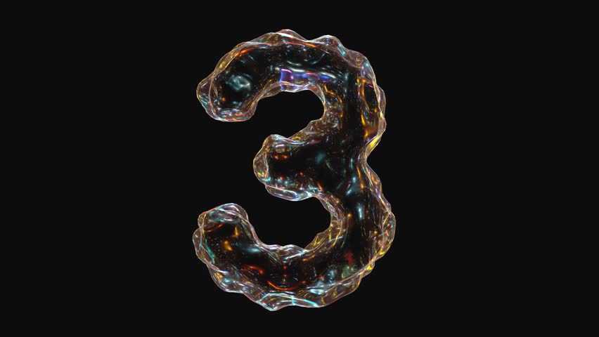 Number 3 animation isolated on black background