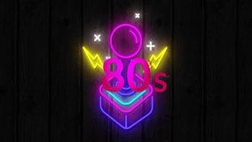 Animation of 80s text over neon gamepad. Retro, party, technology and digital interface concept digitally generated video. - Powered by Shutterstock - Get 15% off with code: PIKWIZARD15