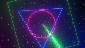 Animation of red spots over neon shapes moving. Pattern, shapes, technology and digital interface concept digitally generated video. - Powered by Shutterstock - Get 15% off with code: PIKWIZARD15