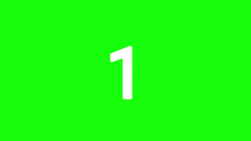 10 second timer animation with split circle effect on green screen background 