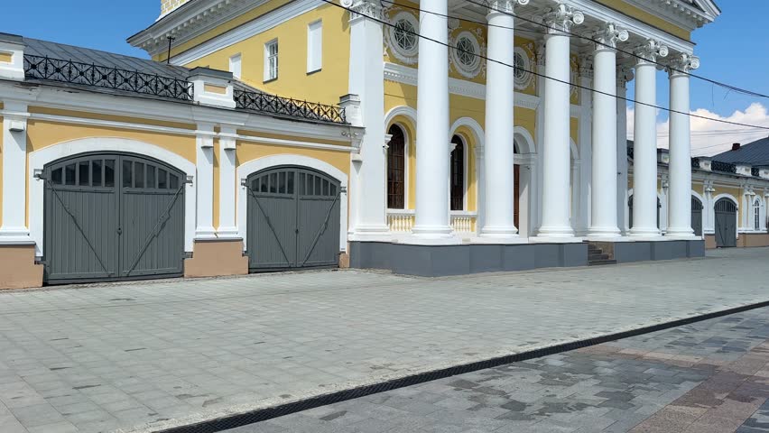 Fire tower in the city of Kostroma. The city of Kostroma - the Golden Ring of Russia. Sights of Russia. 4k video