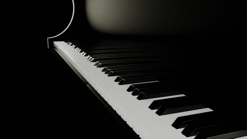 Piano keys, 3D animation with black and white moving keys.