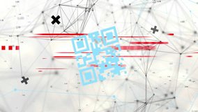 Animation of network of connections with qr code on white background. Global cyber security, connections, computing and data processing concept digitally generated video. - Powered by Shutterstock - Get 15% off with code: PIKWIZARD15